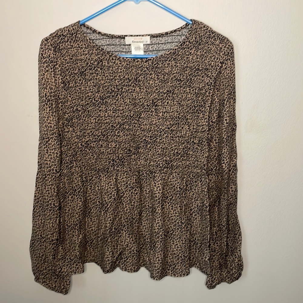 Long Sleeve Leopard Print Blouse